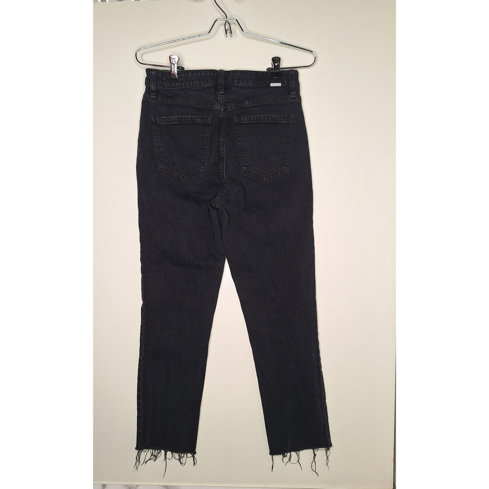 DAZE Women Black High Rise Straight Leg Raw Hem Denim Jeans Size 27 - Picture 2 of 8